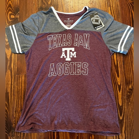 COLOSSEUM Texas ATM A&M Aggies Heathers Grey and Maroon Tee College Station - Picture 2 of 4